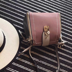 All-match Summer Fashion Handbag Satchel small bag 2017 new Korean tide hit color retro chain bucket bag Pink