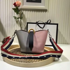 Special offer 2017 new color Bucket Bag Shoulder diagonal ribbon fashionista fashion bag explosion struck Ash + powder