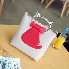 Cartoon cat mother bag handbag simple personality bucket tide Xiekua package 2017 all-match single shoulder bag handbag white