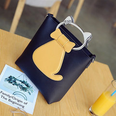 Cartoon cat mother bag handbag simple personality bucket tide Xiekua package 2017 all-match single shoulder bag handbag black