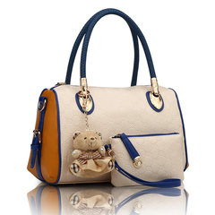 The new spring and summer 2017 simple bag bag lady Boston pillow bag handbag shoulder bag handbag bag Navy Blue