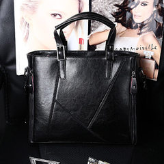 2016 autumn and winter fashion leisure bag sewing simple shoulder bag large female bag mail Diagonal black