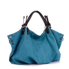 Simple and practical Large Canvas Bag Handbag Shoulder Handbag Bag fashion leisure outdoor travel bag for women blue