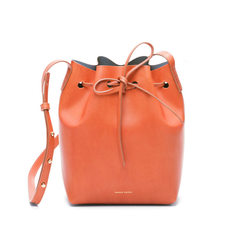 2015 new European leather bucket bag leather handbag trend single shoulder bag Xiekua package fashion lady bag tide Pale brown