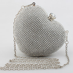 2016 new handbag Crossbody Bag ad Korean Mini heart-shaped diamond tide chain bag bag silvery