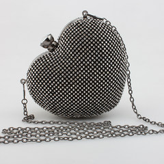 2016 new handbag Crossbody Bag ad Korean Mini heart-shaped diamond tide chain bag bag black