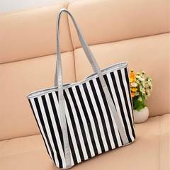 2017 new Korean women Shoulder Bag Handbag tide candy color Navy black and white striped bag simple silvery