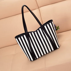 2017 new Korean women Shoulder Bag Handbag tide candy color Navy black and white striped bag simple black
