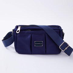 Small new nylon Crossbody Bag tide Leisure Canvas Bag Shoulder double zipper diagonal Mini package Oxford cloth bag Navy Blue