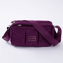 Small new nylon Crossbody Bag tide Leisure Canvas Bag Shoulder double zipper diagonal Mini package Oxford cloth bag Deep purple