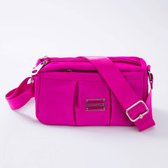 Small new nylon Crossbody Bag tide Leisure Canvas Bag Shoulder double zipper diagonal Mini package Oxford cloth bag Rose red