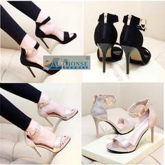 Korean word with sexy female sandals summer 2017 new all-match fine with 10cm toe Summer Black Heels Thirty-nine Golden