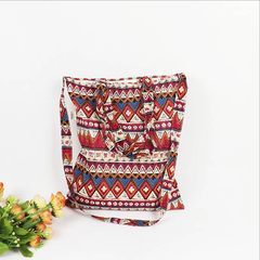 Original vintage folk style cotton linen bag hand bag bag portable hand bag shopping Xiekua package Red dog teeth have zip