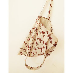 Original vintage folk style cotton linen bag hand bag bag portable hand bag shopping Xiekua package The Cardinals have zipper