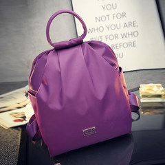 The new backpack bag with three Oxford cloth waterproof nylon cloth handbag fashion Korean tide chest Deep purple