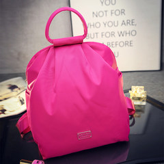 The new backpack bag with three Oxford cloth waterproof nylon cloth handbag fashion Korean tide chest Rose red