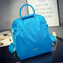 The new backpack bag with three Oxford cloth waterproof nylon cloth handbag fashion Korean tide chest Lake blue