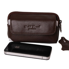 Golden coral Korean Trend belt, men's purse, leather mobile phone package, leather mobile phone sets small Army green