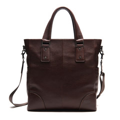 WA OBI business casual men's bags leather laptop Shoulder Bag Messenger Bag M013 Dark brown
