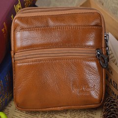 Men's leather 5.5 inch mobile phone purse, cowhide belt, HUAWEI mate7 apple 6plus mobile phone bag cross section brown