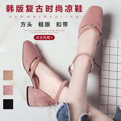 In the summer of 2017 new female sandals shoes suede shoes with a thick Baotou square buckle straps shoes 35 standard code number early pat premature Baby socks