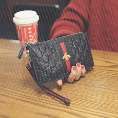 Mini2017 new Korean Ladies Purse Leather Handbag large capacity mobile phone a long leather zipper hand Claret