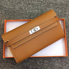 Leather Kylie long wallet, palm lines, cowhide, hand bag, large capacity can put 5.5 inches mobile phone, European and American fashion Naturals