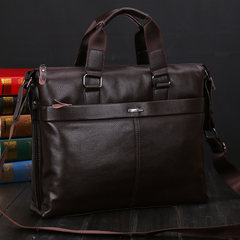 Leather handbag bag leather shoulder bag for cross section business casual men briefcase Satchel Bag boy Dark brown