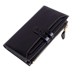 VELADA wallet 2016 new design style long wallet leather oil wax lady Wallet black