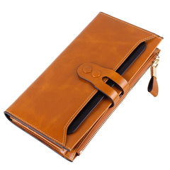 VELADA wallet 2016 new design style long wallet leather oil wax lady Wallet Camel