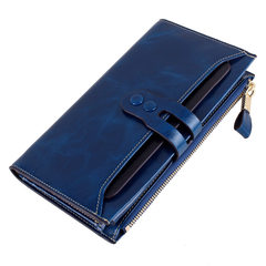 VELADA wallet 2016 new design style long wallet leather oil wax lady Wallet Royal Blue