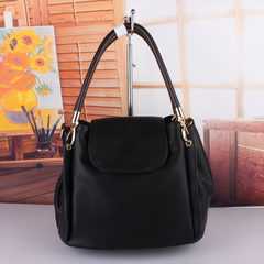 The new spring and summer 2015 fashion color leather bags handbag simple all-match Xiekua package bucket black