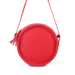 The new round of original Korean fashion leather handbag simple Leather Shoulder Messenger Bag Lady personality buns gules