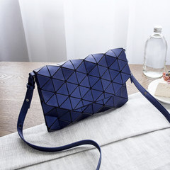 2017 Korea new geometric lattice messenger bag Korean colorful Mini envelopes chain small bag handbag Matte blue