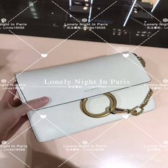 CHLOE FAYE 2017 new white trumpet leather ring chain bag shoulder diagonal package bag white