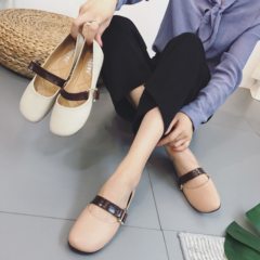 A buckle shoes retro shoes Doug grandma flat female 2017 summer new leather Mary Jane all-match. Thirty-eight Semipermeable Silver