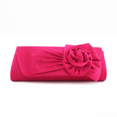 Iber French Style Rose Silk Hand Bag Fashion Handbag Bag bride dress dinner bag bag gules