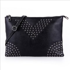 Korean fashion trends, women's Rivet bag, leather hand bag, 2016 new large capacity Leather Shoulder Bag black
