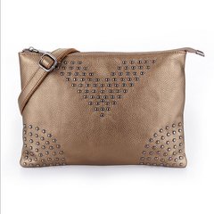 Korean fashion trends, women's Rivet bag, leather hand bag, 2016 new large capacity Leather Shoulder Bag Rose Gold