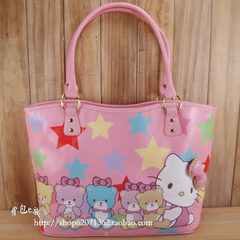 On a single trade Hello Kitty Ladies Handbag Shoulder Bag cute Korean bulk bag lady Pink bear with five pointed star