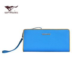 SEPTWOLVES Genuine Leather Ladies Long Wallet Zipper Wallet Leather Handbag bulk female leather hand bag blue