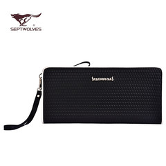 SEPTWOLVES Genuine Leather Ladies Long Wallet Zipper Wallet Leather Handbag bulk female leather hand bag black
