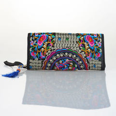 The new folk style bag purse embroidered double-sided multi card hand bag bag bag middle-aged large mobile phone Suit 1