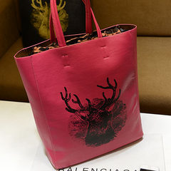 2014 new female deer painting graffiti big bag handbag shoulder bag bag bag in the post boom personality Pink