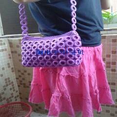Hot hand woven bag circle Crochet bag shoulder diagonal hand knitted fashion bag making Lilac colour