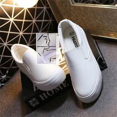 Universal spring thick soled canvas shoes female Korean Boho loafer loafer shoes shoes students tide Thirty-eight Hollowed out surface