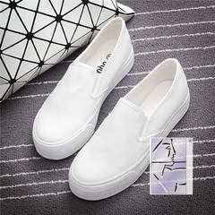 2017 new female shoes summer thick bottom pedal shoes black and white canvas shoes. A all-match slip-on Thirty-eight Grey corduroy 8166