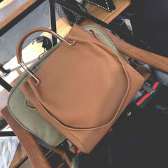 2017 new handbag fashion handbag simple all-match Bucket Bag Satchel Bag bag brown
