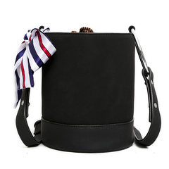 2017 new bucket bag handbag frosted Mini Crossbody Bag complex bag bag all-match leisure scarf black