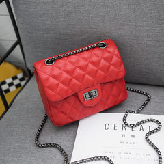 Lattice chain bag 2017 summer cute bag female satchel small fragrant all-match Mini Handbag Shoulder Bag tide Red — — steel chain